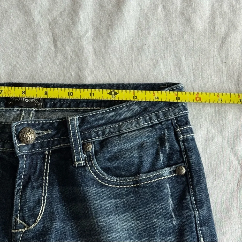 Y2K ReRock For Express Bootcut Jeans Sz 6 Thick Stitch Cowgirl Country Rodeo‎